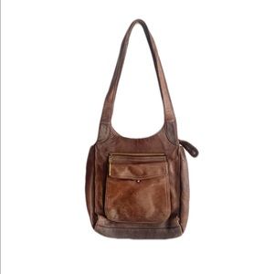 Fossil 75082 Vintage Brown Smooth Leather Womens Shoulder Bag Purse